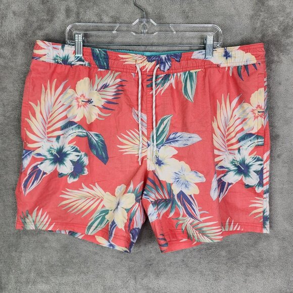 Mens Coral Goodfellow & Co Tropical Hawaiian Floral Swim Trunks Shorts Size XL - Picture 2 of 12